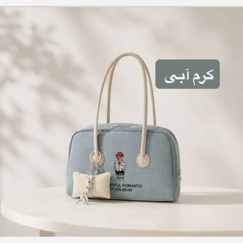 کیف زنانه روزمره پارچه ای طرح کنف با آستر ساتن