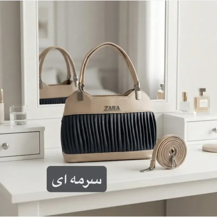 کیف زنانه مجلسی چرم مصنوعی زیپدار با بند بلند