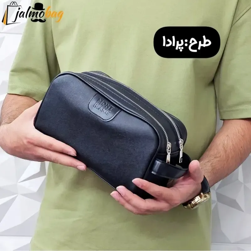 کیف دستی مردانه چرم صنعتی ضخیم دو خانه بند دستی
