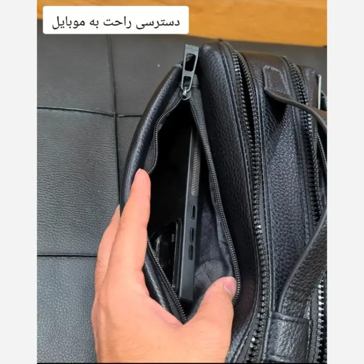 کیف دستی دوحالته مونت بلانک چرم وارداتی چهار زیپ
