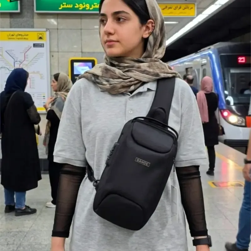 بادی بگ دستهدار رمزدار بنج BANGE پارچه ریپس خارجی آب گریز رنگ مشکی