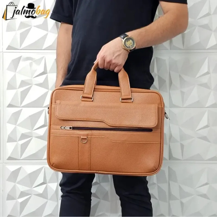 کیف اداری لپتاپی چرمی حلقه دار دو خانه دستی و دوشی
