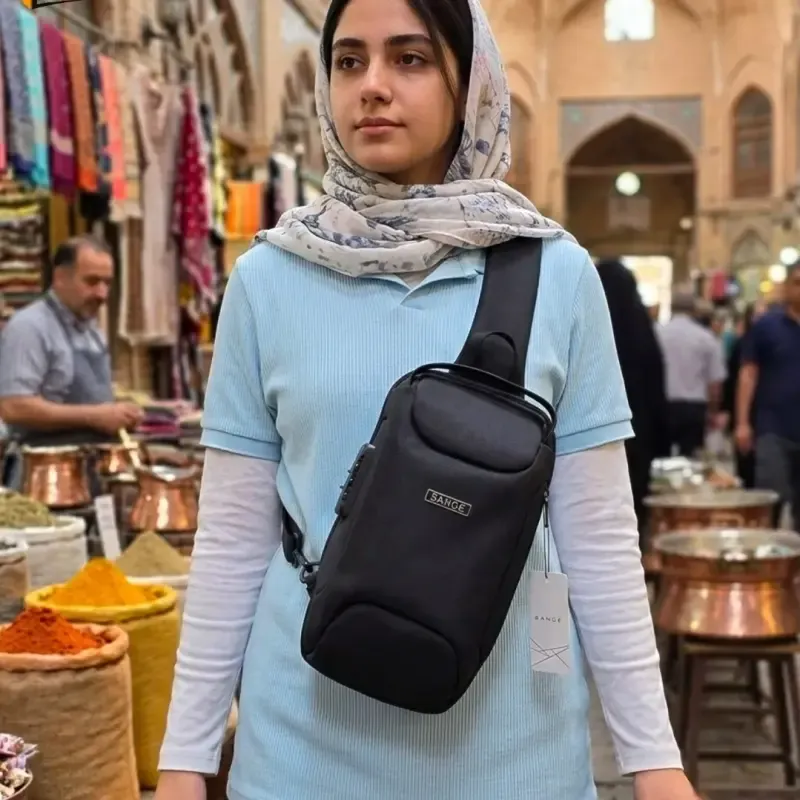 بادی بگ دسته دار رمزدار بنج BANGE مشکی آب گریز ضد تعریق خارجی