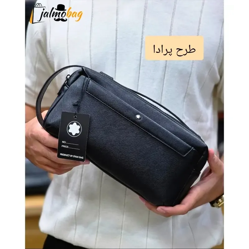 کیف دستی مردانه مونت بلانک چرم دوحالته چهار زیپ مدل دبل فیس