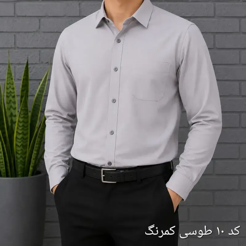 پیراهن آستین بلند مردانه بنگال کشی قواره اندامی رنگ ثابت