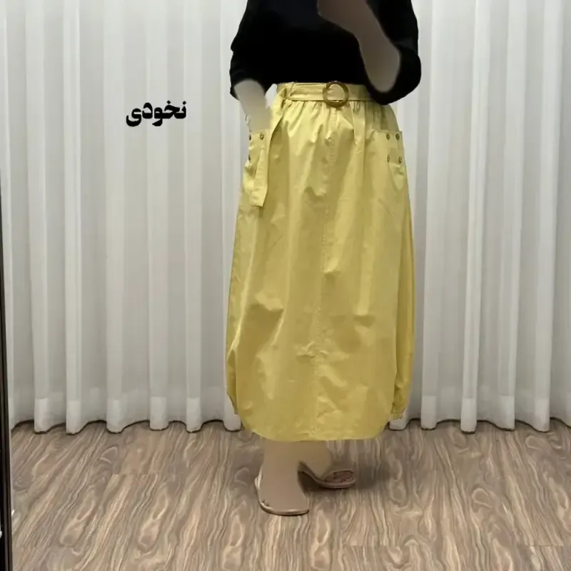 دامن کتان زنانه فری سایز شیک و راحت کد 1301 مناسب تا سایز 48 چهارفصل