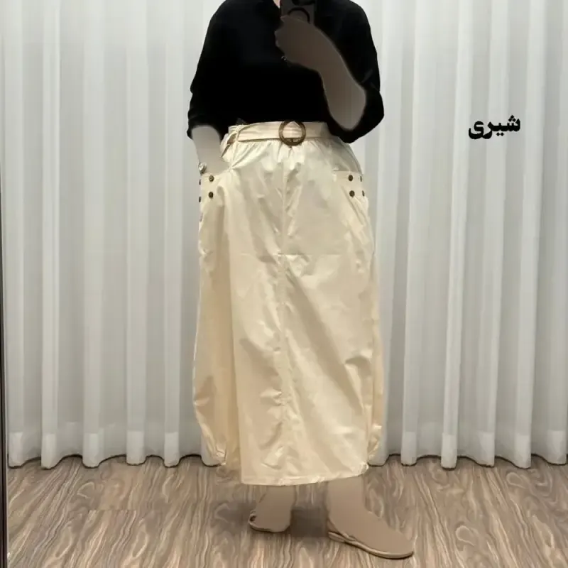 دامن کتان زنانه فری سایز شیک و راحت کد 1301 مناسب تا سایز 48 چهارفصل