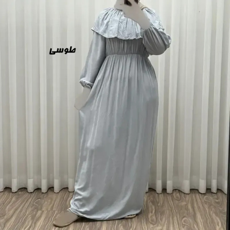 پیراهن ساحلی نخی آستین بلند زنانه و دخترانه فری سایز مدل ملوانی
