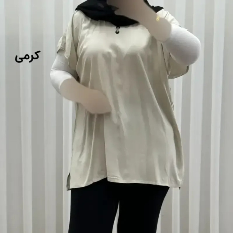 تاپ زنانه نخی ساده سایز بزرگ فری سایز مناسب تا سایز 54