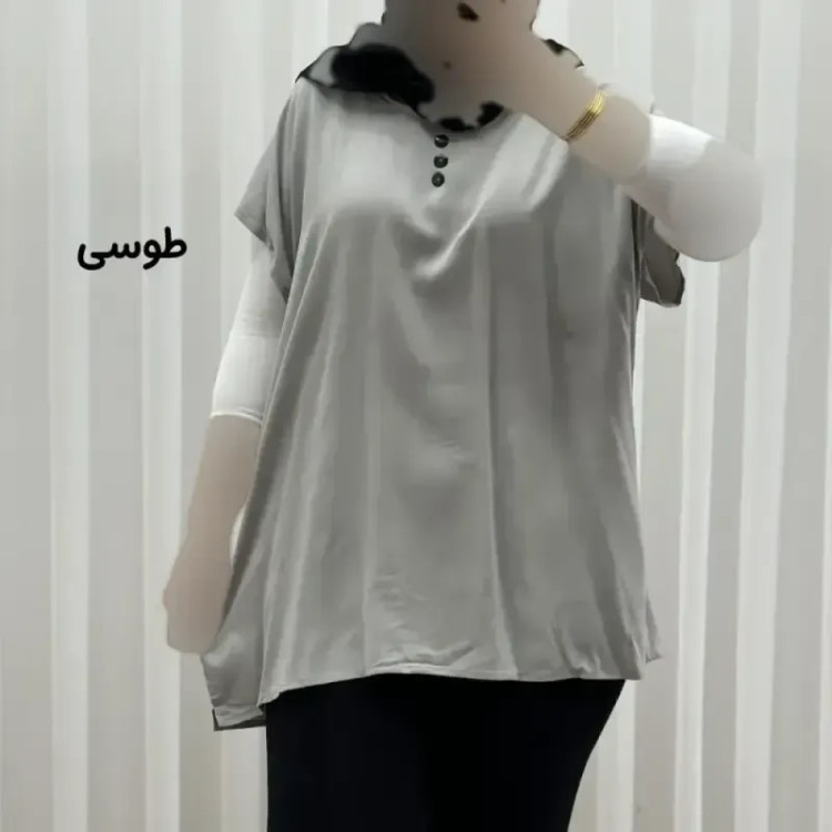 تاپ زنانه نخی ساده سایز بزرگ فری سایز مناسب تا سایز 54
