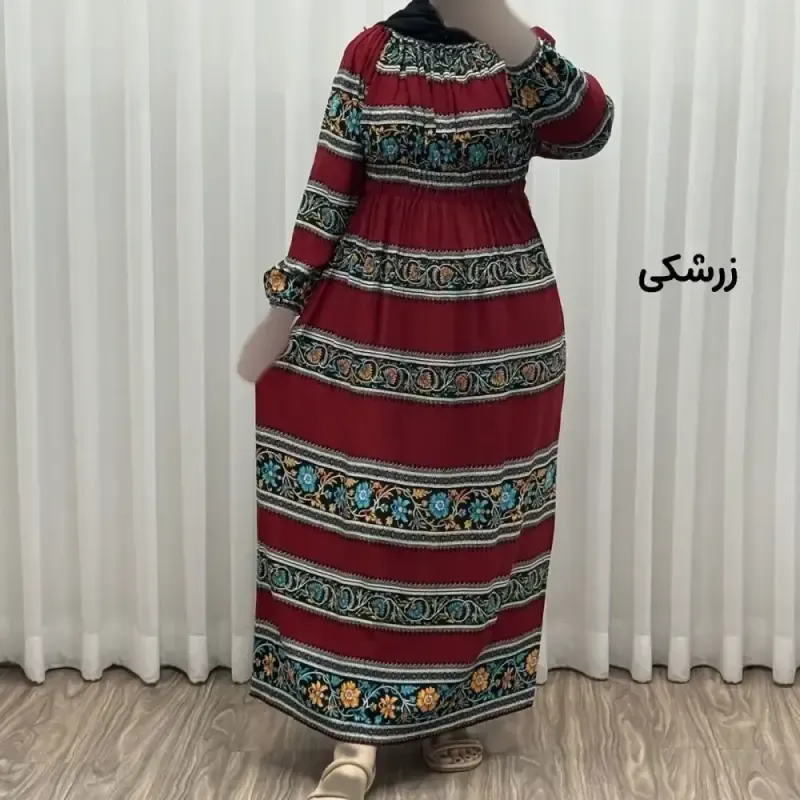 پیراهن ساحلی زنانه نخی مدل نواری فری سایز مناسب تا سایز 50