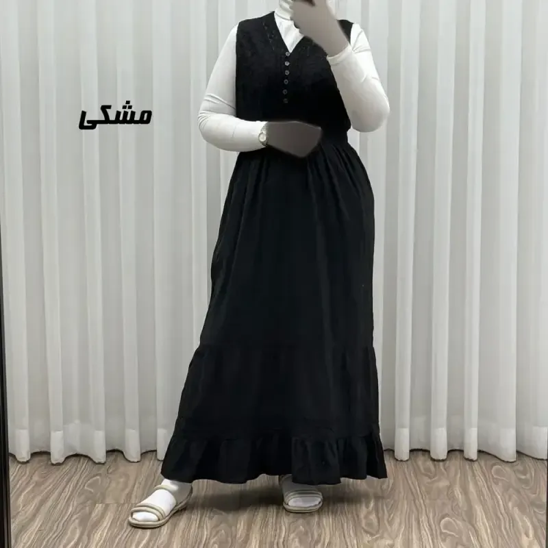 پیراهن ساحلی زنانه مدل سلن جنس نخ تافته سنگشور فری سایز آستردار