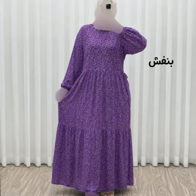 پیراهن ساحلی زنانه مدل ترلان نخی فری سایز کمر بنددار