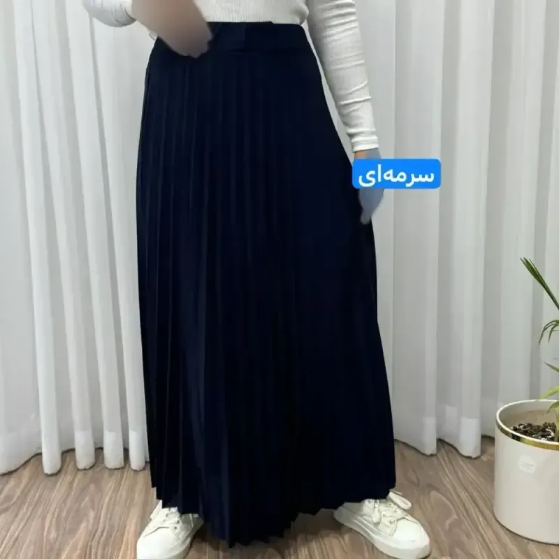 دامن پلیسه زنانه جودون گرم بالا فری سایز (36 تا 46) بدون آستر 6 رنگ