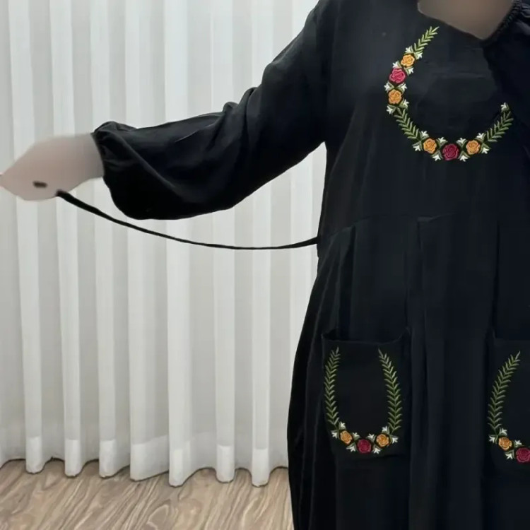 پیراهن نخی گلدوزی زنانه مدل خاطره فری سایز مناسب تا 48