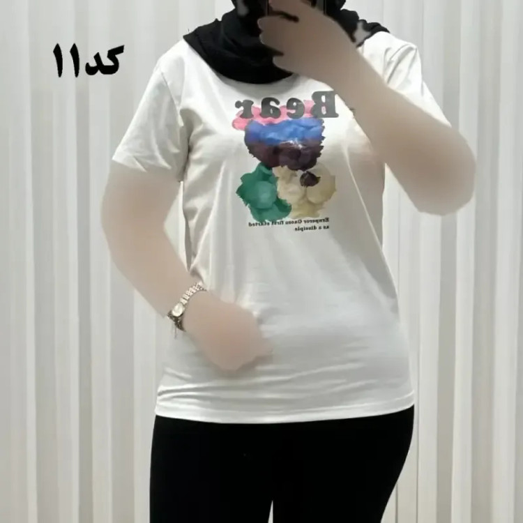 تیشرت زنانه وارداتی میکس طرحبندی کد 1269 جنس نخ پنبه چهارفصل تنخور راحت سایز M L XL