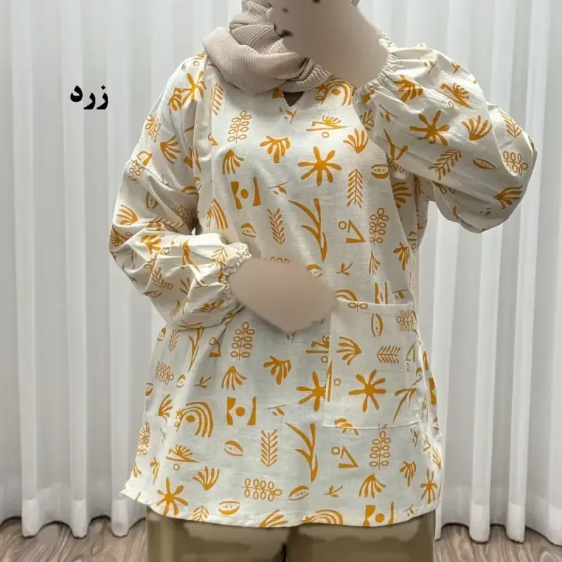 مانتو جلوبسته لینن فری سایز تا 50 کد 1819 زنانه چهارفصل تنخور راحت