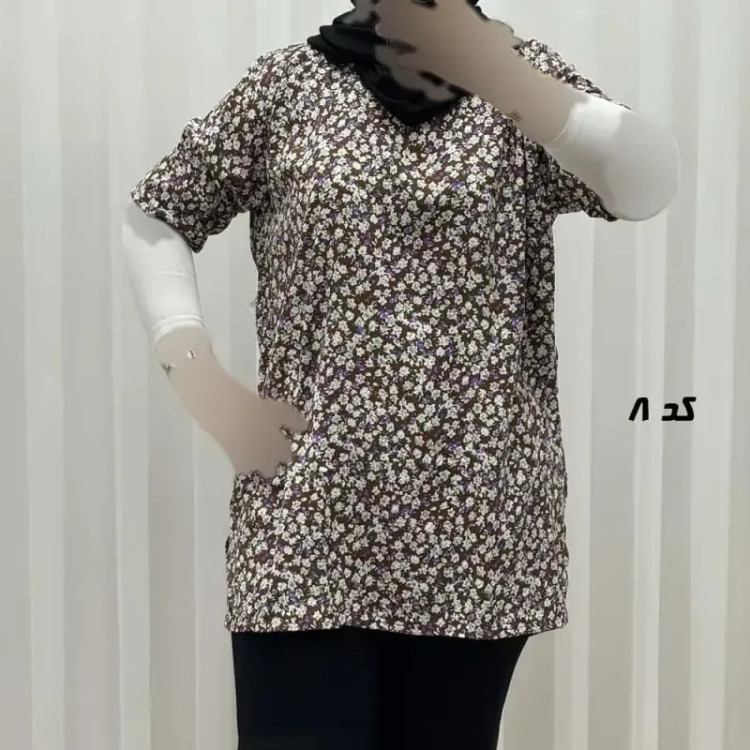 تیشرت نخی زنانه و دخترانه دکمه دار چهارفصل سایز بزرگ