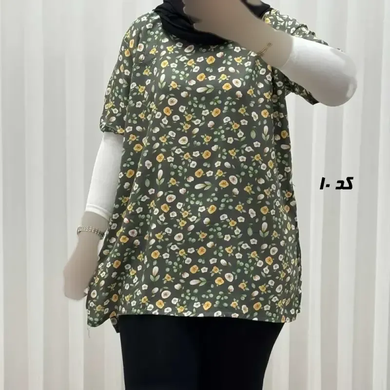 تیشرت نخی زنانه و دخترانه دکمه دار چهارفصل سایز بزرگ