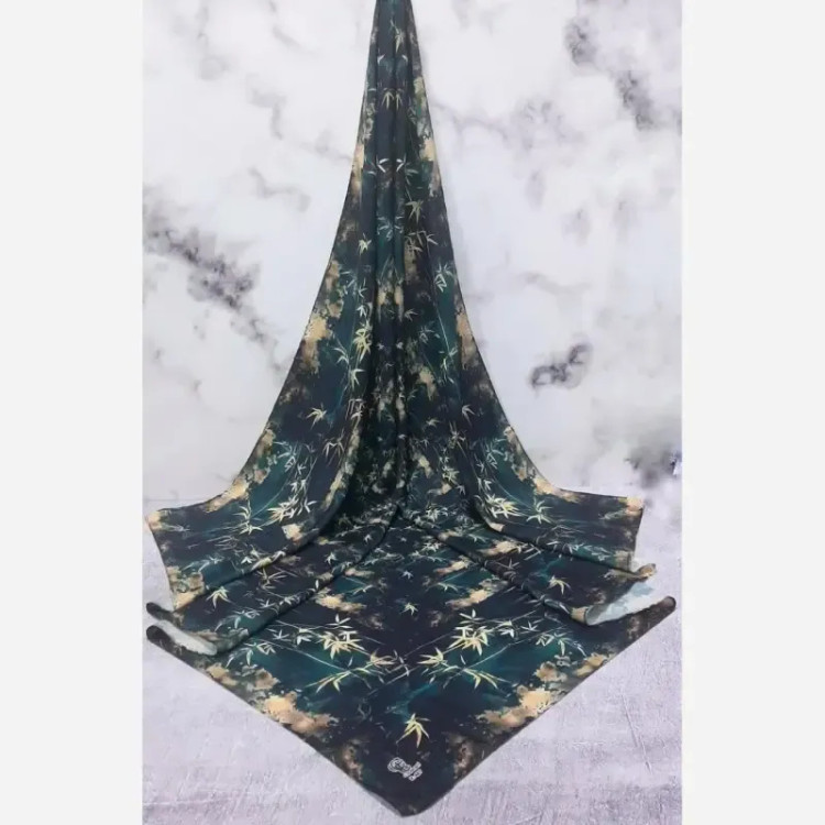 روسری نخ کاستوم طرح شهلا سه بعدی رنگ کله غازی کرم