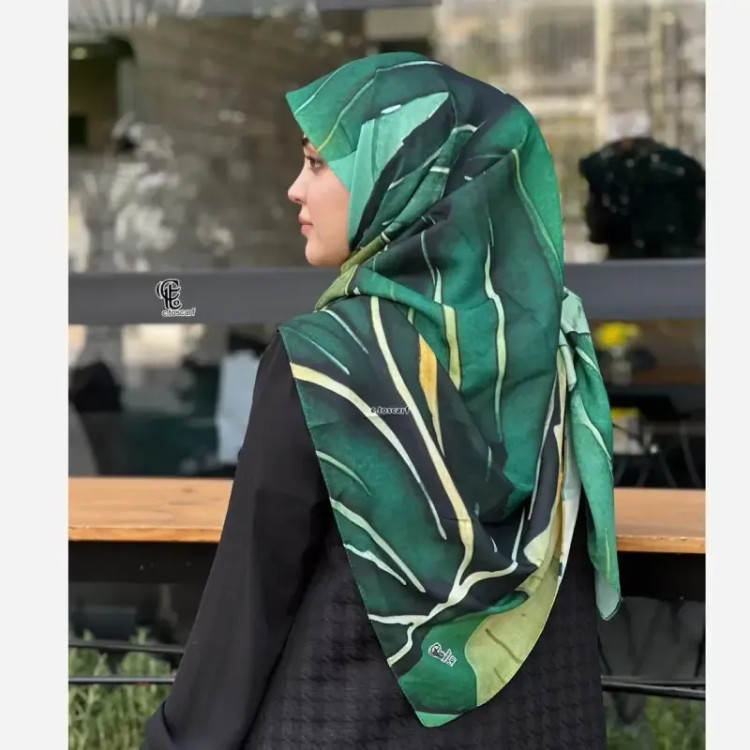 روسری نخ کاستوم طرح ضحا سایز 140 سبز