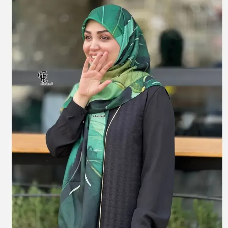 روسری نخ کاستوم طرح ضحا سایز 140 سبز