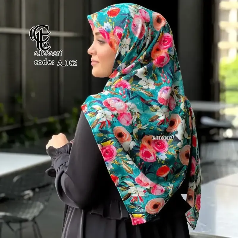 روسری نخ کاستوم طرح فلور قواره 140 بزرگ