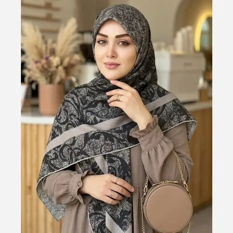 روسری نخ کاستوم طرح گیسو قواره بزرگ 140 سانتیمتر
