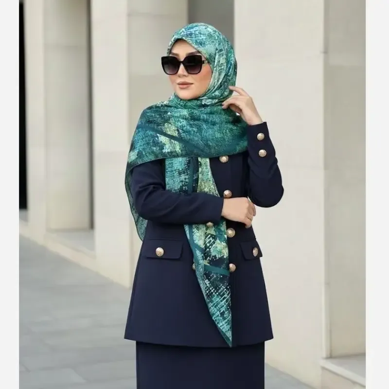 روسری نخ کاستوم طرح هیوا آبرنگی خاص تک