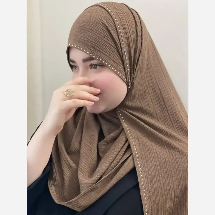 شال کشی کویتی کریشه تریکو کش نگین دار و ساده ابعاد 2 در 75 سبک و خنک