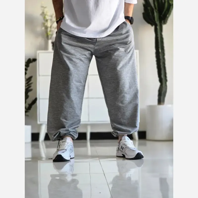 شلوار اسلش جاگر کلوین کلوین پارچه ملانژ دمپا گت دار سایز XXL XXXL طوسی مشکی برفی